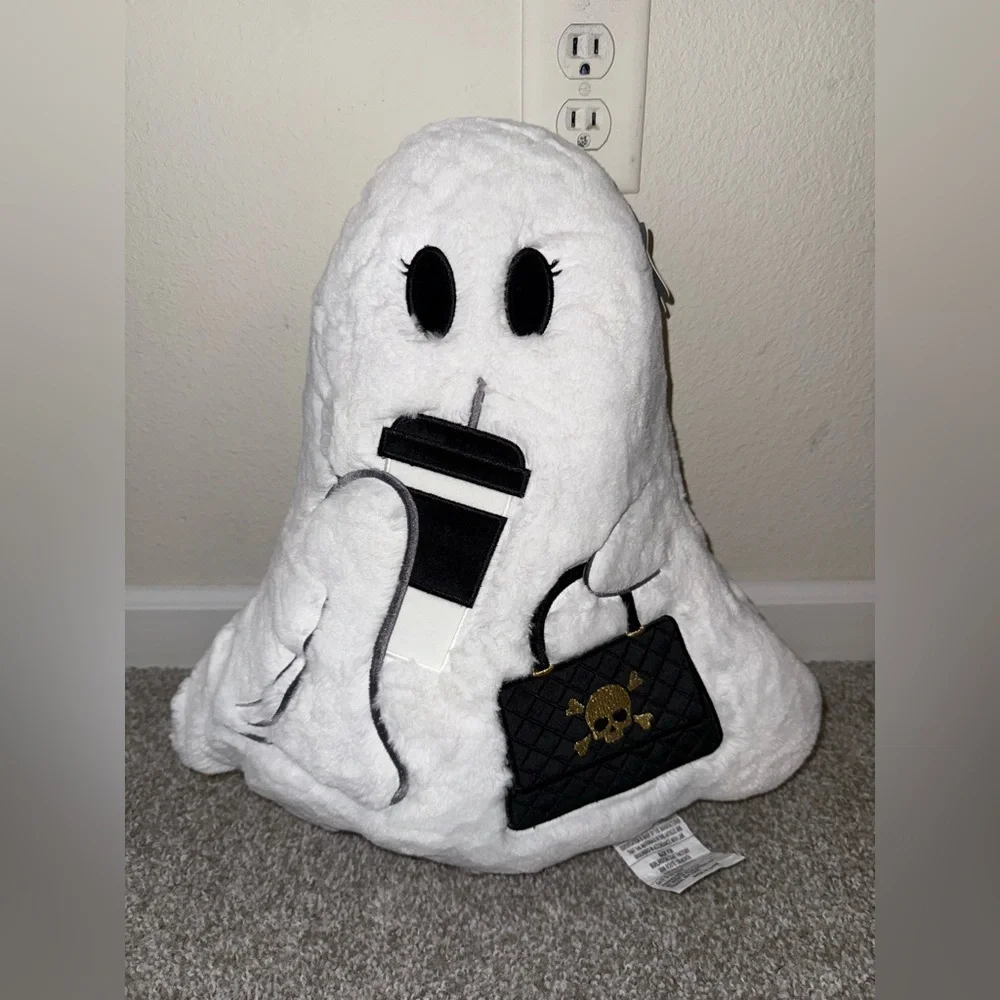 New 2025 Spooky Ghost with Coffee Tumbler and Skull Purse Pillow Decor